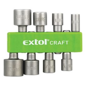   EXTOL CRAFT 3 év behajtó klt. hatlapfejű csavarhoz 8db; 5-13mm(5-5,5-6-7-8-10-11-13mm),36-38mm hossz, hatszög befogás, nem mágneses, C.V.