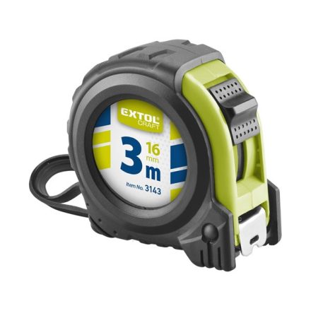 EXTOL CRAFT 3 év mérőszalag, gumírozott, 1 stoppos; 3m×16mm