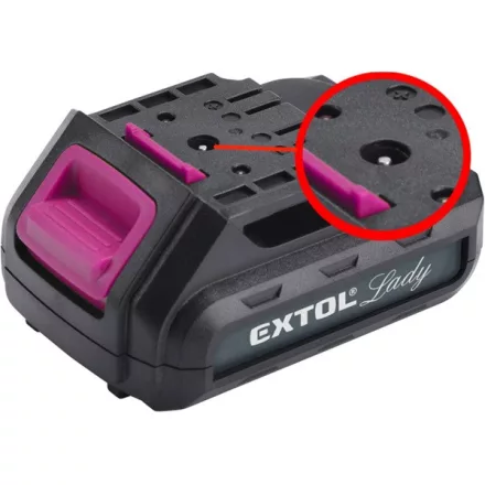 EXTOL CRAFT tartalék akku RÉGEBBI TÍPUSÚ 12V Li-ion, 402401 géphez és 402400A töltőhöz, 2 SARU+1 TÜSKE; 1300mAh, töltési idő: 4,5óra
