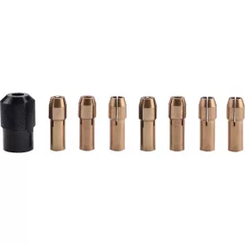   EXTOL CRAFT befogó tokmány klt., 8 db, befogás: 1-1,6-2-2,3-3-2×3,2 mm, M8×0,75 mm, a 404120, 404121, 8892201 mini köszörűgéphez