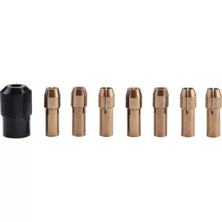 EXTOL CRAFT befogó tokmány klt., 8 db, befogás: 1-1,6-2-2,3-3-2×3,2 mm, M8×0,75 mm, a 404120, 404121, 8892201 mini köszörűgéphez