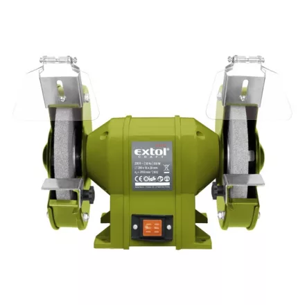 EXTOL CRAFT gép 2 év kettős köszörűgép 350W, száraz, 200×16×20mm; 2950 ford/perc, P36, P80, 11kg