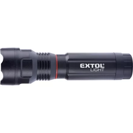 EXTOL LIGHT LED lámpa, 3W XPE+3 W COB, 100Lm+150Lm;teleszkópos, 3 funkció (teljes/fél fényerő, villogás), műanyag ház, elem nélkül