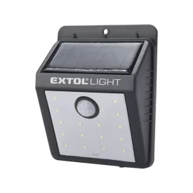   EXTOL LIGHT éjszakai készenléti LED lámpa, 0,4W, 16 LED; 120 Lm, napelem+szenzor, Li-ion akkus, 1200 mAh, falra szerelhető