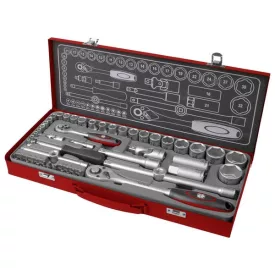   FORTUM garancia dugókulcs klt. 1/2", 1/4", 50db, 61CrV5; mattkróm FORTUM