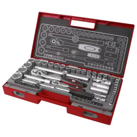 FORTUM garancia dugókulcs klt. 1/2", 1/4", 60db, 61CrV5; mattkróm FORTUM