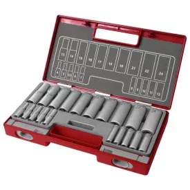   FORTUM garancia hosszított dugófej klt. 1/2", 1/4", 20db; 61CrV5 FORTUM