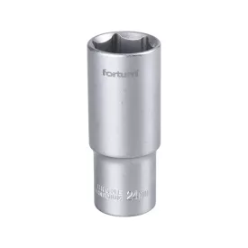   FORTUM garancia dugófej, hosszított, 1/2", 24mm, 61CrV5, mattkróm, 77mm hosszú FORTUM