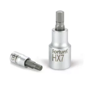   FORTUM bitdugófej, imbusz, 1/2", 61CrV5/S2, mattkróm; 6mm (HX6), 55mm FORTUM