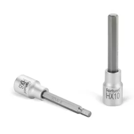   FORTUM bitdugófej, imbusz,  1/2", hosszú,  61CrV5/S2, mattkróm; 6mm (HX6), 100mm FORTUM