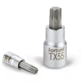   FORTUM bitdugófej, torx, 1/2", 61CrV5/S2, mattkróm; TX55, 55mm FORTUM