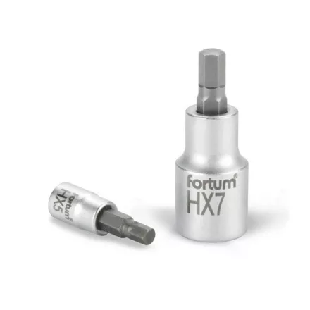FORTUM garancia bitdugófej, imbusz, 1/4", 61CrV5/S2, mattkróm; 6mm (HX6)