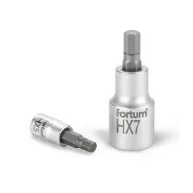   FORTUM garancia bitdugófej, imbusz, 1/4", 61CrV5/S2, mattkróm; 8mm (HX8)