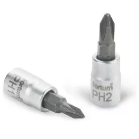   FORTUM bitdugófej PH bittel, 61CrV5/S2, mattkróm; PH2,  1/4" FORTUM