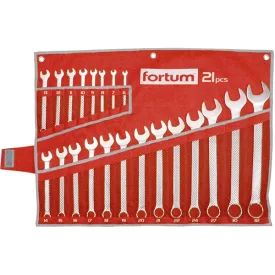   FORTUM garancia csillag-villás kulcs klt. 21db, 6-32mm 61CrV5, mattkróm, vászon tok