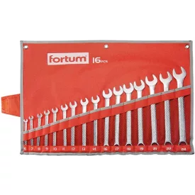   FORTUM garancia csillag-villás kulcs klt. 16db, 6-24mm 61CrV5, mattkróm, vászon tok
