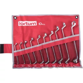   FORTUM garancia csillagkulcs klt. 10db, 6-27mm 61CrV5 mattkróm; 6×7, 8×9, 10×11, 12×13, 14×15, 18×19, 20×22, 21×23, 24×27mm, vászon tok
