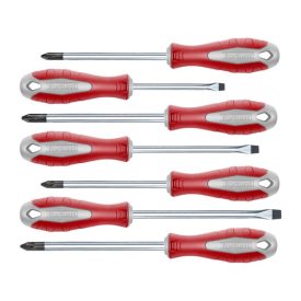   FORTUM garancia csavarhúzó klt., 7db; lapos: 3×75, 5×100, 6×125mm, PH1×100, PH2×125, PZ1×100, PZ2×125, CV. mágneses, papír doboz