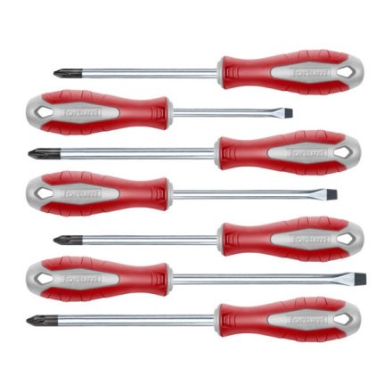 FORTUM garancia csavarhúzó klt., 7db; lapos: 3×75, 5×100, 6×125mm, PH1×100, PH2×125, PZ1×100, PZ2×125, CV. mágneses, papír doboz