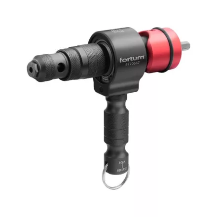 FORTUM garancia adapter klt. fúrógéphez, 2 az 1-ben, popszegecsekhez és POP-NUT szegecsanyákhoz, 15 db, FORTUM