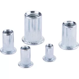   FORTUM szegecsanya klt. 40 db, M3-M8, POP-NUT, horganyzott acél, kerek, nyitott, lapos peremű, rovátkolt FORTUM