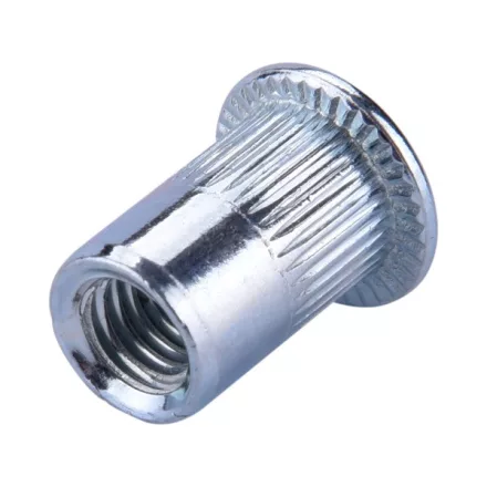 FORTUM szegecsanya klt. 30 db, M6, POP-NUT, horganyzott acél, kerek, nyitott, lapos peremű, rovátkolt FORTUM