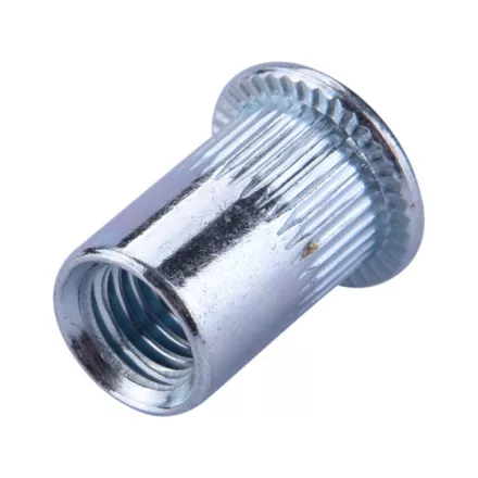 FORTUM szegecsanya klt. 20 db, M8, POP-NUT, horganyzott acél, kerek, nyitott, lapos peremű, rovátkolt FORTUM