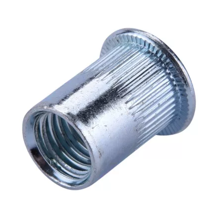 FORTUM szegecsanya klt. 15 db, M12, POP-NUT, horganyzott acél, kerek, nyitott, lapos peremű, rovátkolt FORTUM