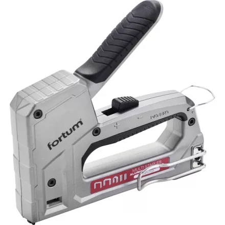 FORTUM garancia tűzőgép, ALUházas, profi, 6 funkciós; kapocs: 6-14×10,6mm és ×11,3mm, U-kapocs10-14×7,6mm, szegek: max.15×2×1,2mm FORTUM