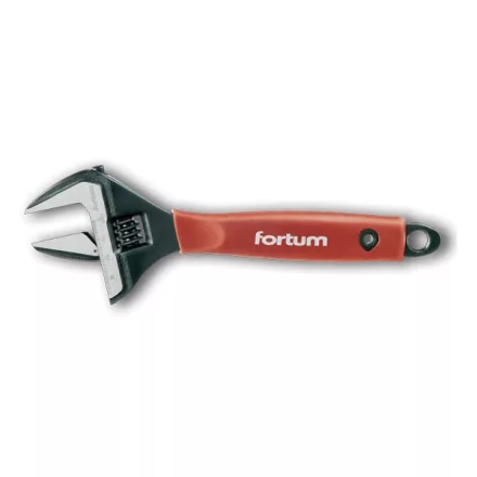 FORTUM garancia állítható villáskulcs BW sorozat, 22,5 fok,61CrV5; gumírozott markolat, 212mm, / 8", foszfátozott, 0-38mm tartomány