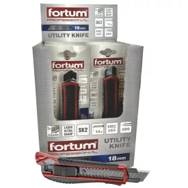   FORTUM tapétavágó kés, gumirozott  ABS+acél házas; 18 mm, pótpenge: 4780003