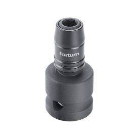   FORTUM garancia adapter, impakt 1/4" BIT-ek gépi befogásához, 1/2" gépi befogás, gyorskioldóval, CrMoV, hossz: 49 mm