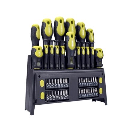 EXTOL CRAFT 3 év csavarhúzó klt. 49 db, CrV, mágneses, 4db lapos + 4 db PH + 8 db órás csavarhúzó + BIT-ek, műa. tartóállvány, bliszteren