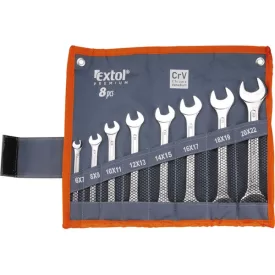   EXTOL PREMIUM 5 év villáskulcs klt., CrV., vászon tartóban; 8db, 6-22mm