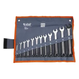   EXTOL PREMIUM 5 év csillag-villás kulcs klt., CrV., vászon tartóban ; 12db, 6-22mm