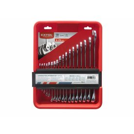   EXTOL PREMIUM 5 év csillag-villás kulcs klt., CrV., műanyag kazettában; 18db, 6-24mm