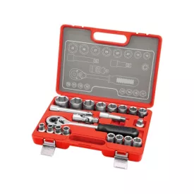   EXTOL PREMIUM 5 év dugókulcs klt., CV., racsnis 45fog ; 1/2" 21db, 10-32mm