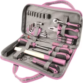   EXTOL LADY 3 év szerszámkészlet, 39db, 1/4"; Extol Lady, rózsaszín, 8 dugófej (5-14mm), fogó, csavarhúzók, kalapács, BIT-ek, KIFUTÓ!