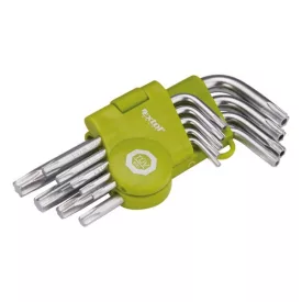   EXTOL CRAFT 3 év TORX kulcs klt., rövid, Cr40, TÜV/GS; 9db, T10-T50, bliszteren, egyik vége lyukas