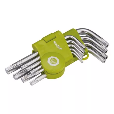 EXTOL CRAFT 3 év TORX kulcs klt., rövid, Cr40, TÜV/GS; 9db, T10-T50, bliszteren, egyik vége lyukas