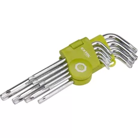   EXTOL CRAFT 3 év torx kulcs klt., Cr40. 9db, egyik vége lyukas; T10,15,20,25,27,30,40,45,50, bliszteren
