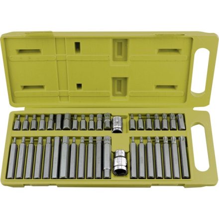 Egyéb BIT klt. 40 db HEX-TORX-XZN, 10mm, adapter 3/8" és 1/2", CrV, műanyag dobozban