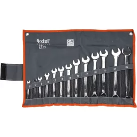   EXTOL PREMIUM 5 év csillag-villás kulcs klt., CrV., elliptikus, vászon tartóban ; 13db, 6-22mm