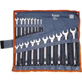   EXTOL PREMIUM 5 év csillag-villás kulcs klt., CrV., elliptikus, vászon tartóban ; 18db, 6-30mm