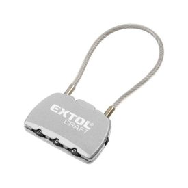   EXTOL CRAFT bőröndlakat, számzáras, 1000 db kód beállítható, 150×3mm sodrott acéldrót kábel