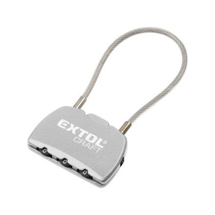 EXTOL CRAFT bőröndlakat, számzáras, 1000 db kód beállítható, 150×3mm sodrott acéldrót kábel