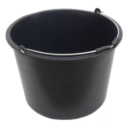 Egyéb habarcsos vödör; 20 liter, fekete, műanyag