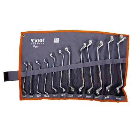 EXTOL PREMIUM 5 év csillagkulcs klt., 12db; 6-32mm, CrV. vászon tartóban