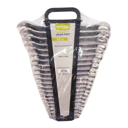 EXTOL CRAFT 3 év csillag-villás kulcs klt., W.S.; műanyag tartóban ; 21db, 6-32mm