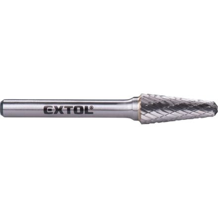 EXTOL INDUSTRIAL keményfém turbómaró (rotormaró), kúpos, kerek orrú, átmérő 10×25mm/szár 6mm, keresztfogazás